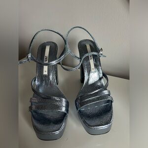 Sparkly silver blue heels